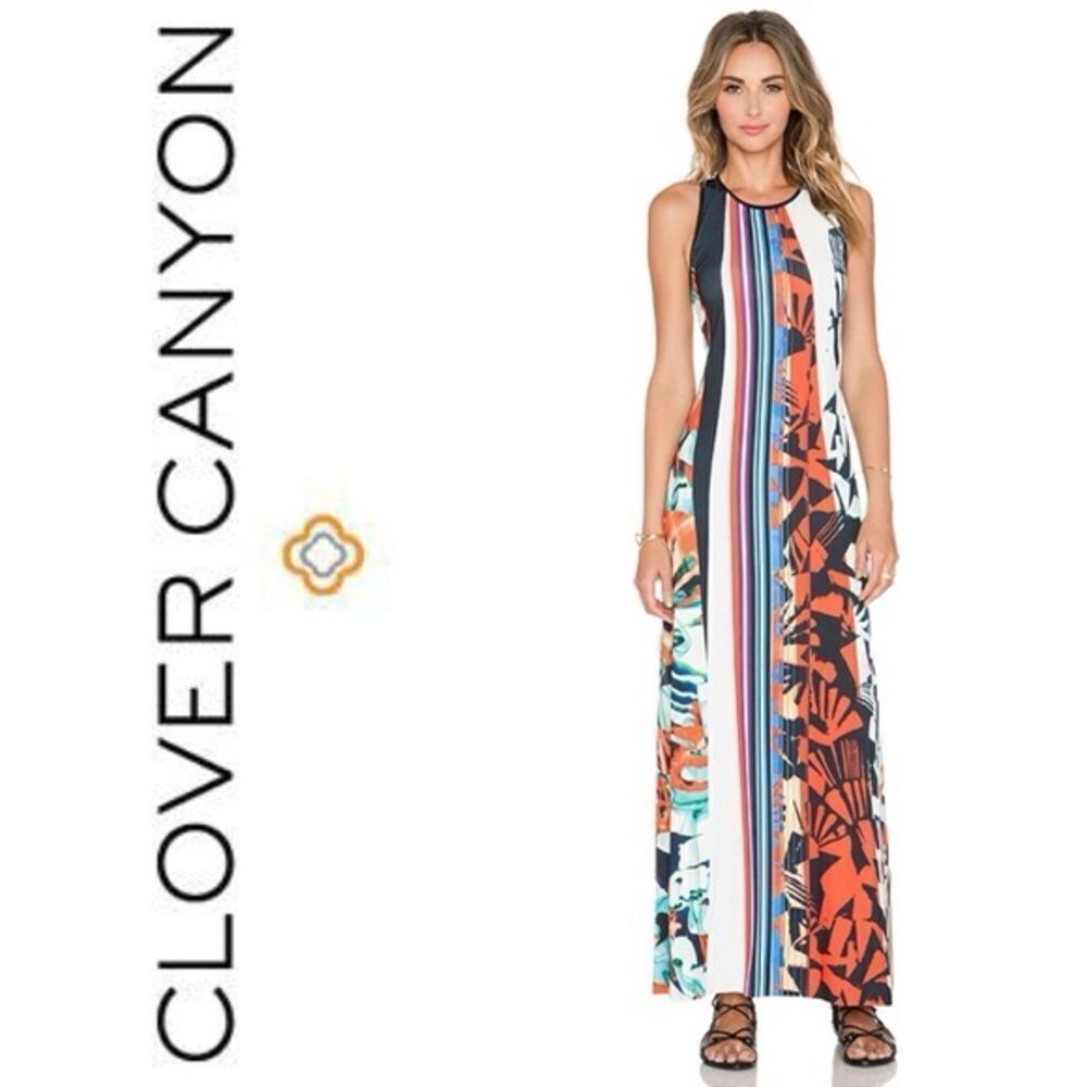Clover Canyon x REVOLVE Ink Strokes Racerback Multicolored Maxi dress sz medium